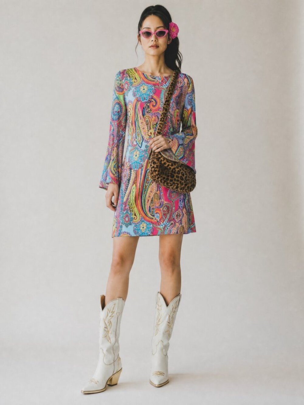 NWT Tommy Hilfiger Multicolor Paisley Long-Sleeve Shift Dress image 5